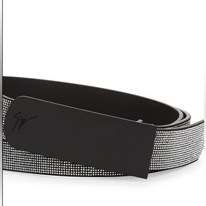 Giuseppe Zanotti studded leather belt silver w black buckle